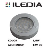 Oprawa meblowa LED 1,8W okrągła barwa biała ciepła  kolor aluminium pierścień